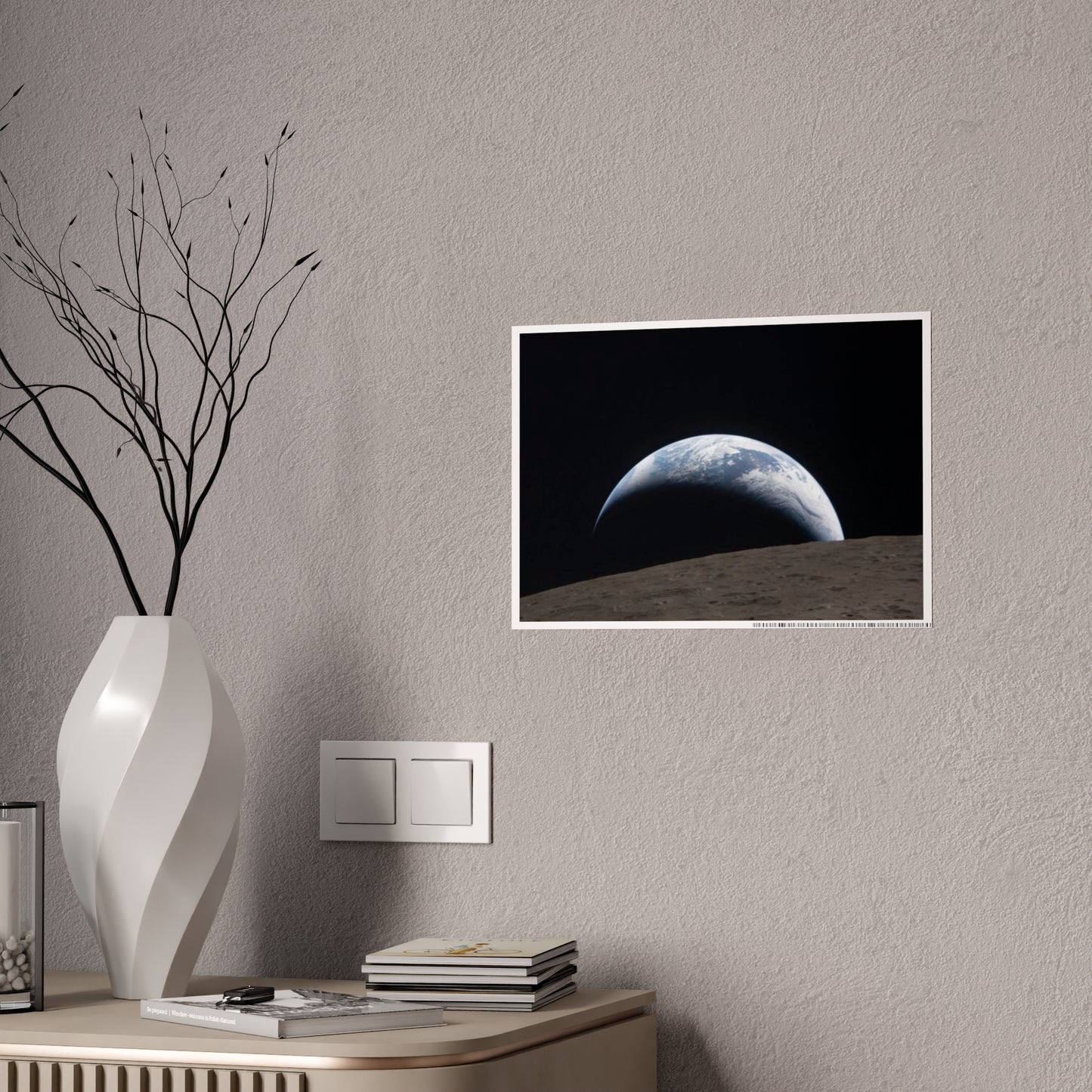 Earthrise Space Poster — Glossy Astronaut Photography Wall Art