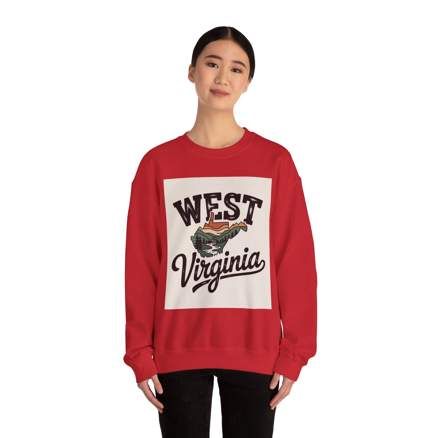 West Virginia Crewneck Sweatshirt — Retro Mountain State Graphic