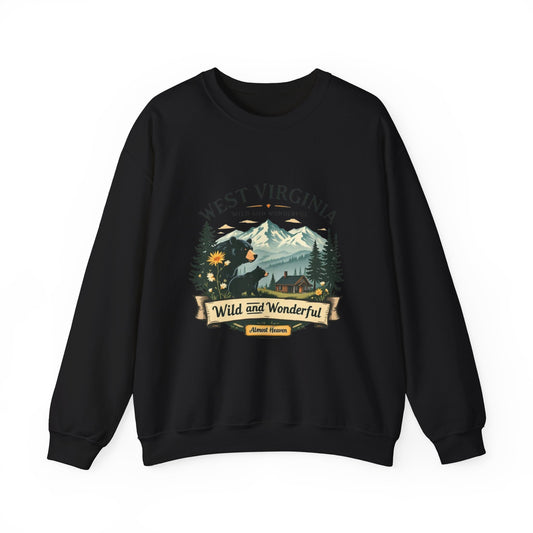 Crewneck Sweatshirt — "Wild and Wonderful" Mountain West Virginia Scenic Design