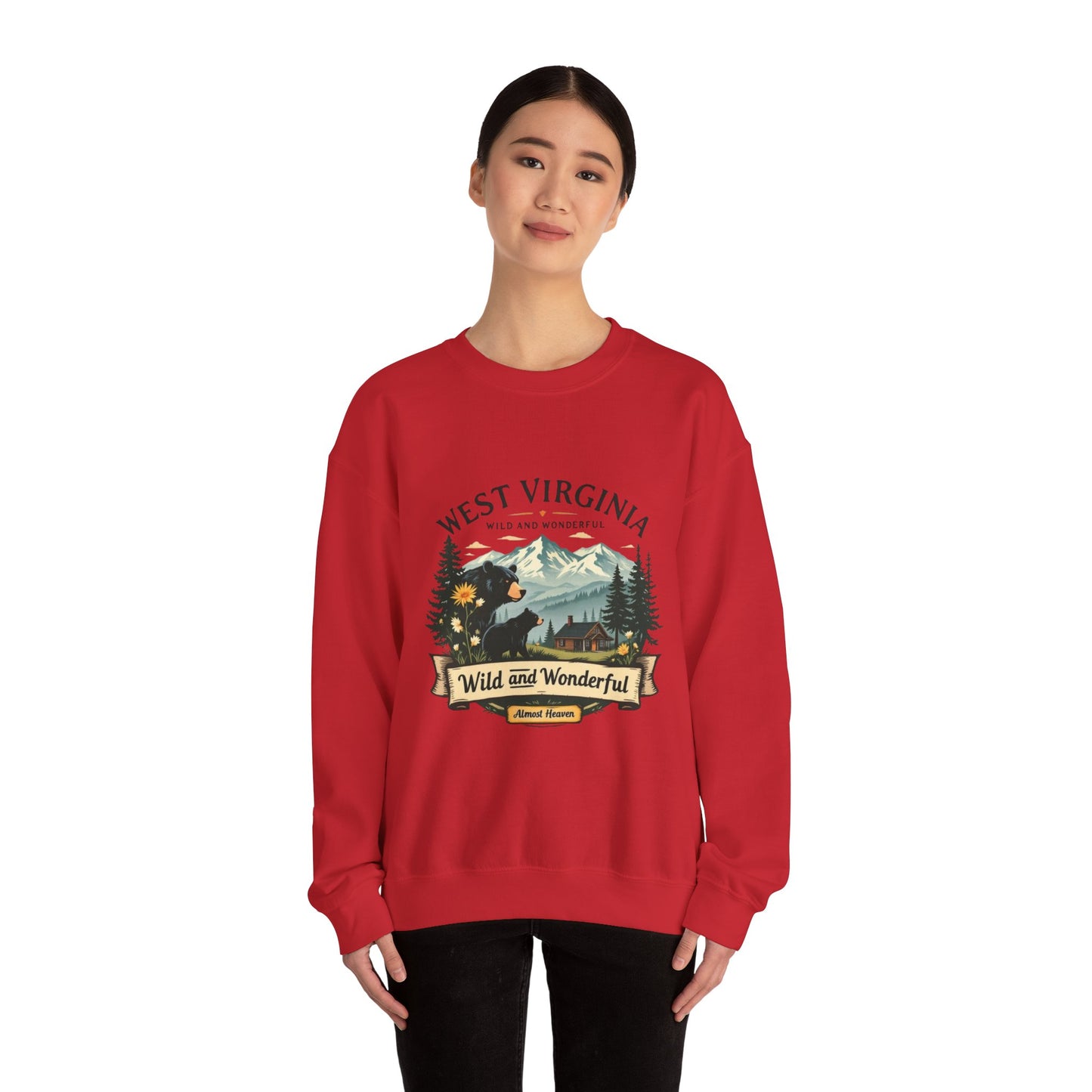 Crewneck Sweatshirt — "Wild and Wonderful" Mountain West Virginia Scenic Design