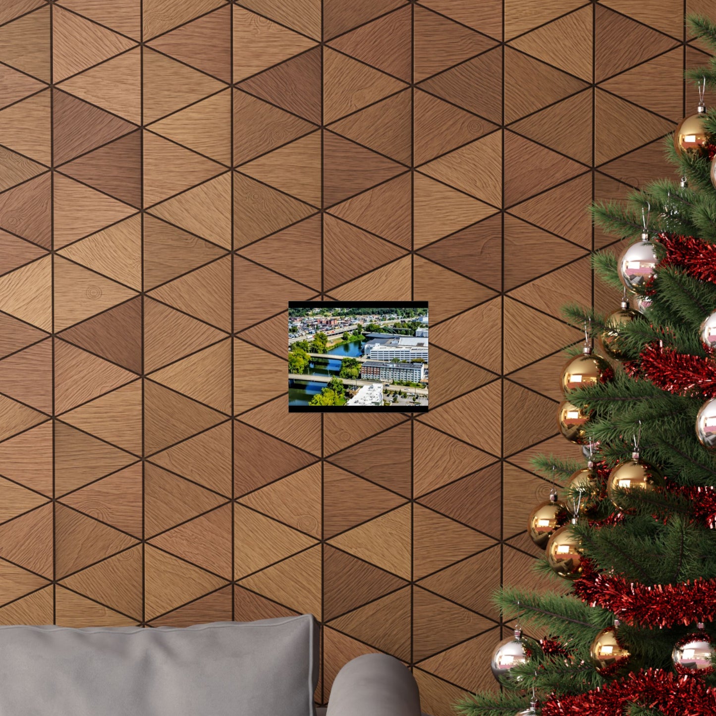 Elk River Aerial City River Matte Horizontal Poster — Urban Landscape Wall Art