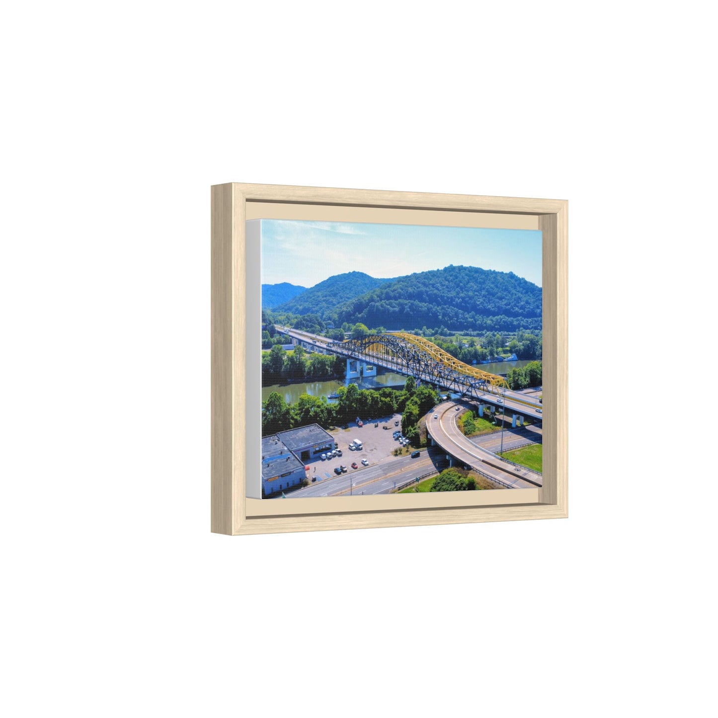 Chuck Yeager Memorial Bridge Matte Canvas, Framed (Multi-color)