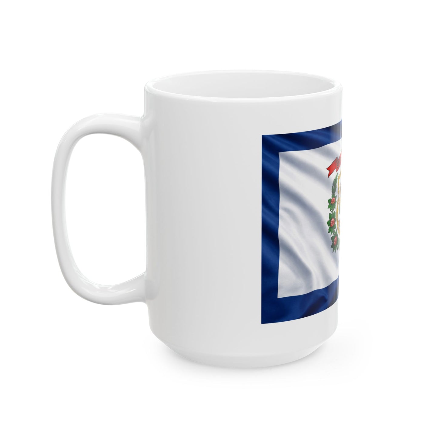 West Virginia Flag Ceramic Mug – State Seal Coffee Cup (11oz, 15oz)