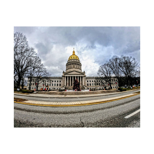 Capitol Building Matte Poster — Dramatic Stormy Sky Horizontal Wall Art