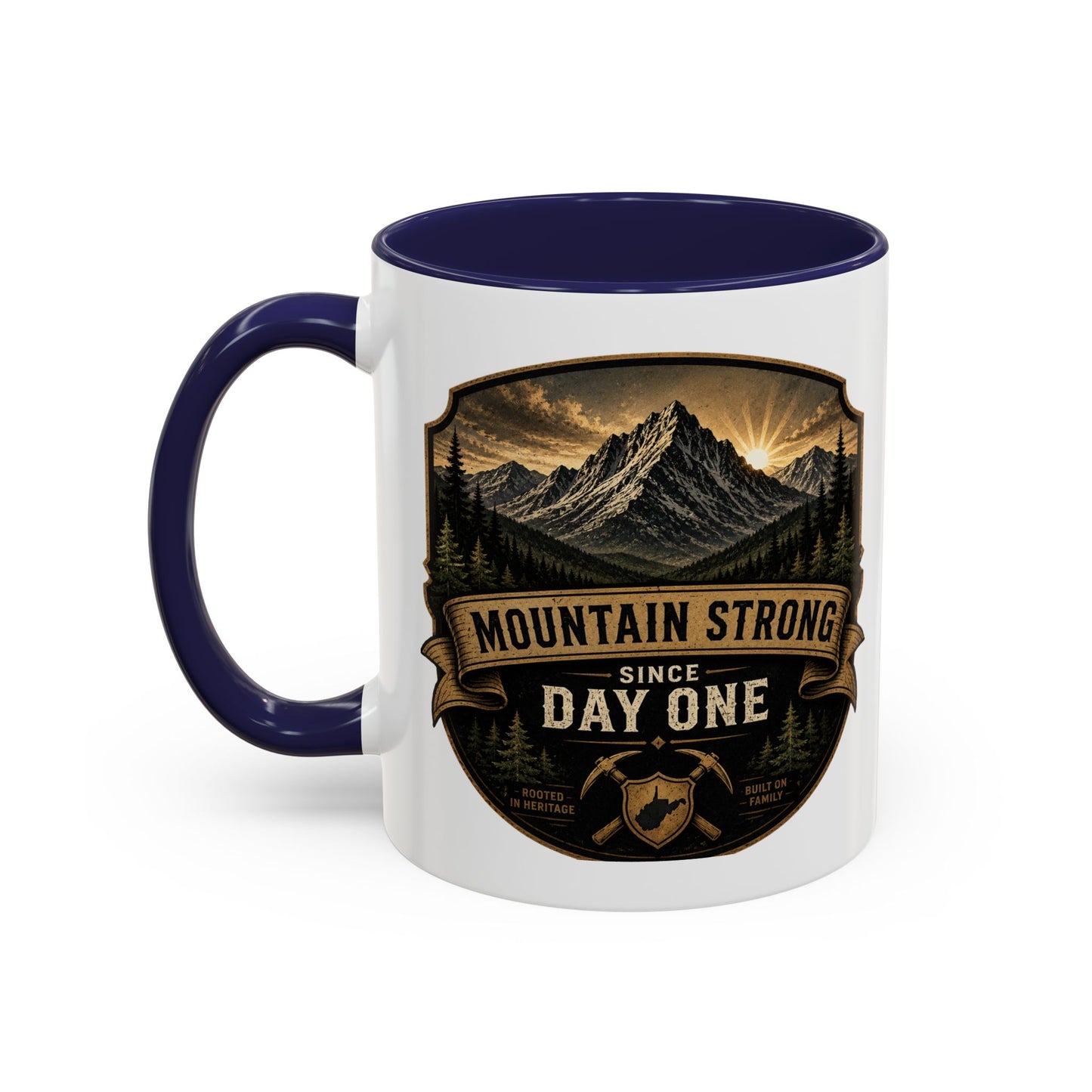 West By God Virginia Accent Coffee Mug — Vintage Mountain Cabin Design (11/15oz)
