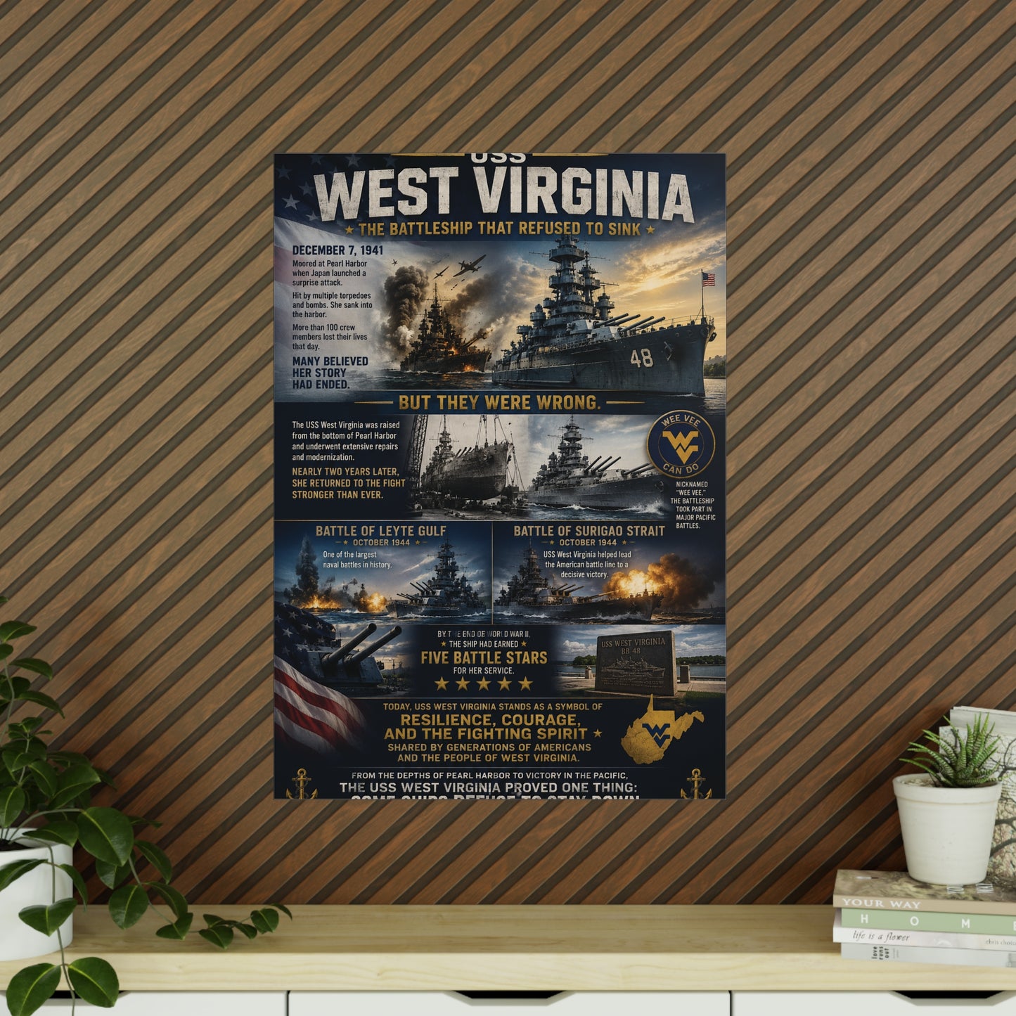 USS West Virginia Battleship Photopaper Poster - WWII Naval History Print