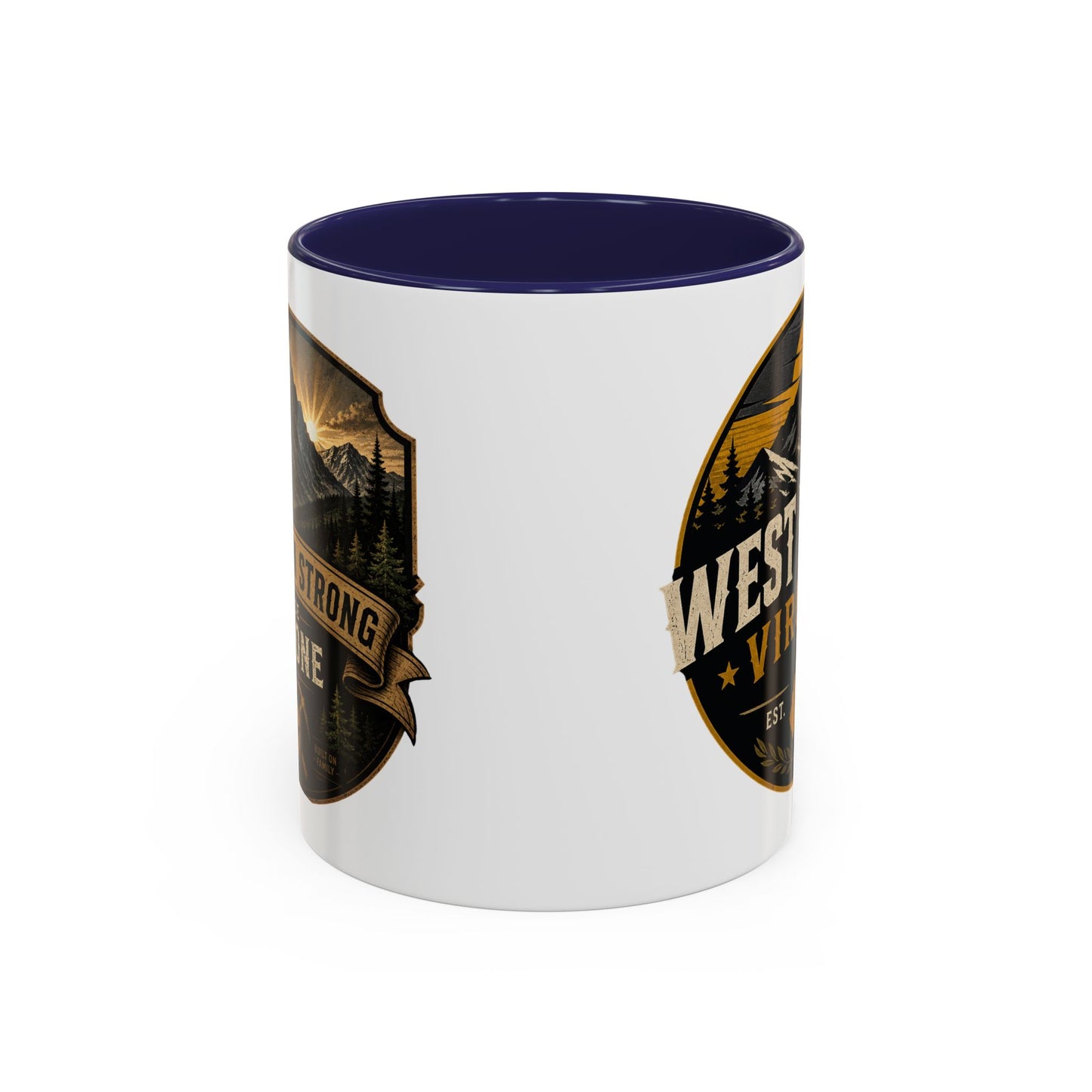West By God Virginia Accent Coffee Mug — Vintage Mountain Cabin Design (11/15oz)