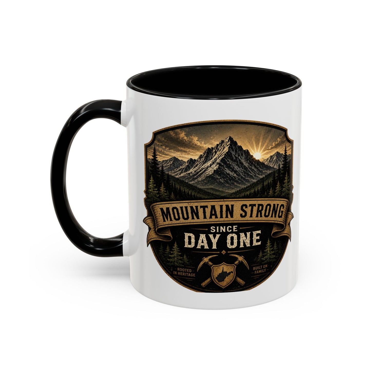West By God Virginia Accent Coffee Mug — Vintage Mountain Cabin Design (11/15oz)