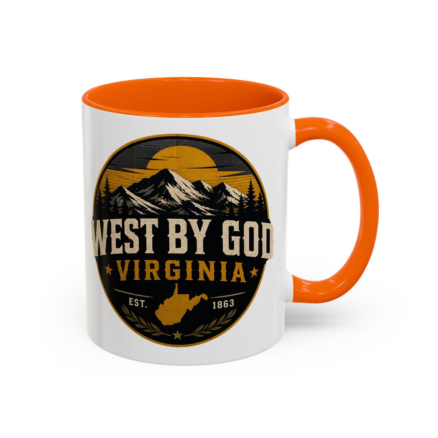 West By God Virginia Accent Coffee Mug — Vintage Mountain Cabin Design (11/15oz)