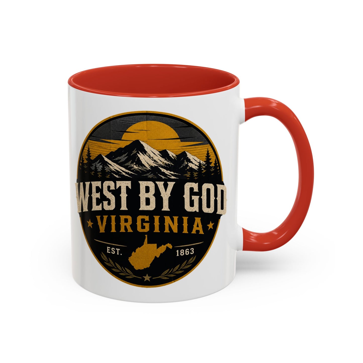 West By God Virginia Accent Coffee Mug — Vintage Mountain Cabin Design (11/15oz)