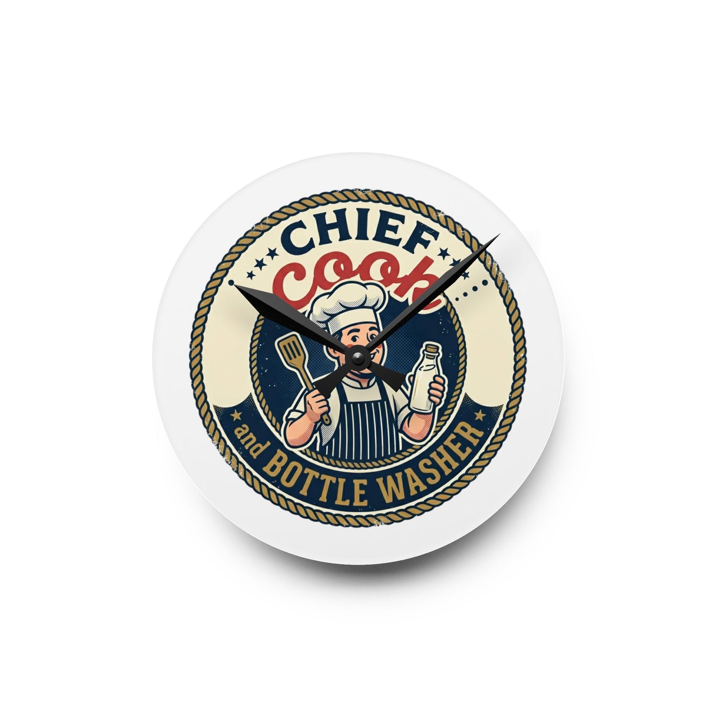 Chief Cook and Bottle Washer Acrylic Wall Clock