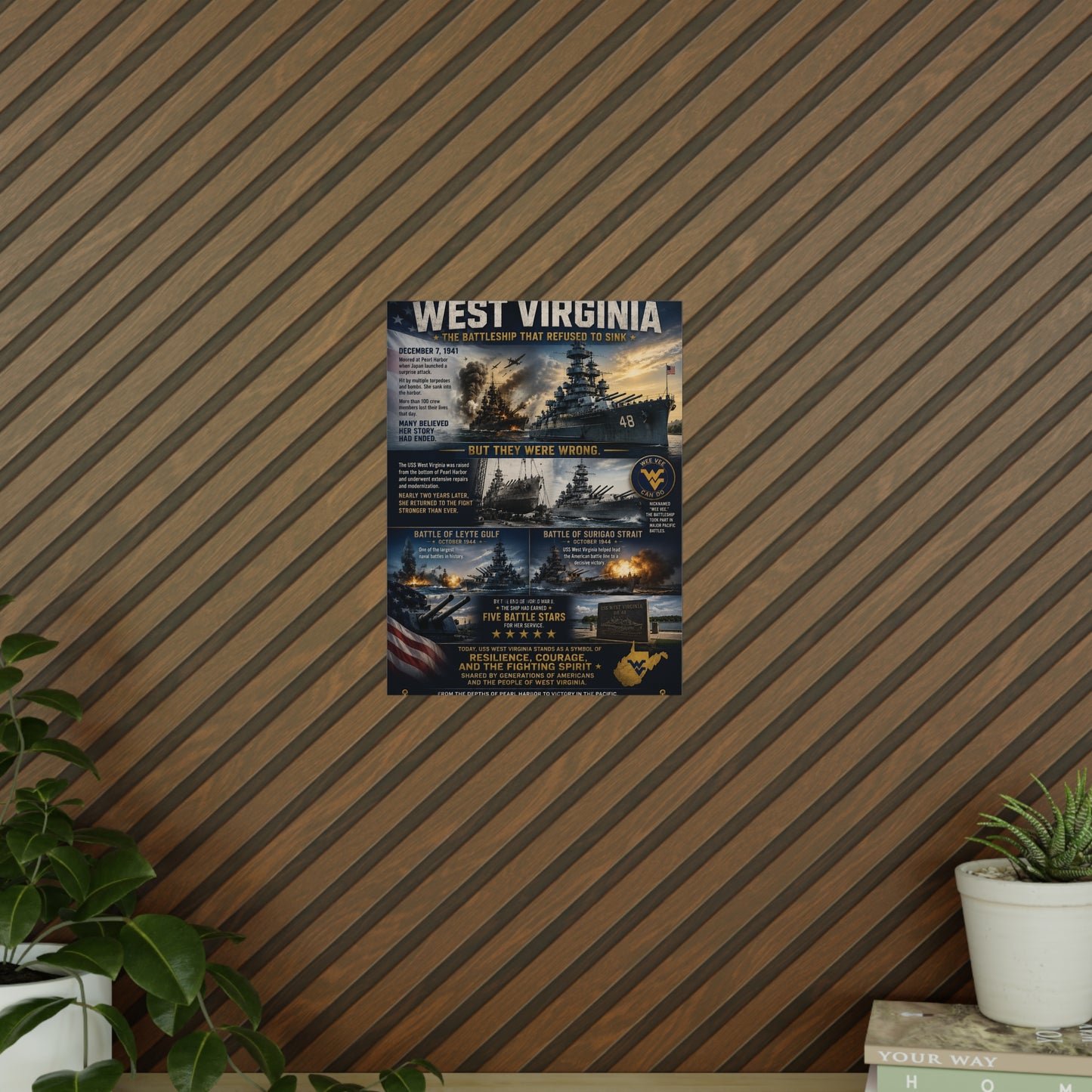 USS West Virginia Battleship Photopaper Poster - WWII Naval History Print