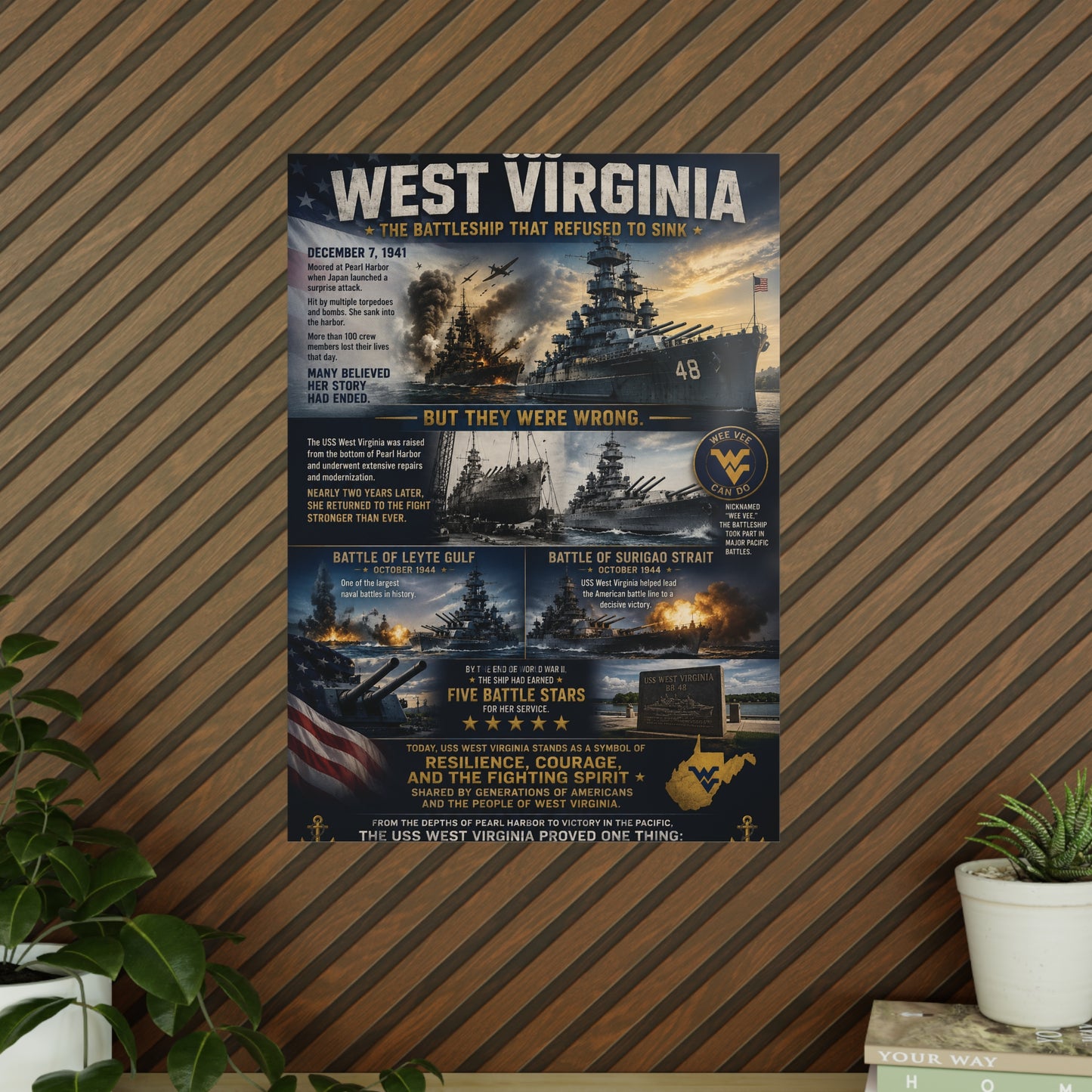 USS West Virginia Battleship Photopaper Poster - WWII Naval History Print