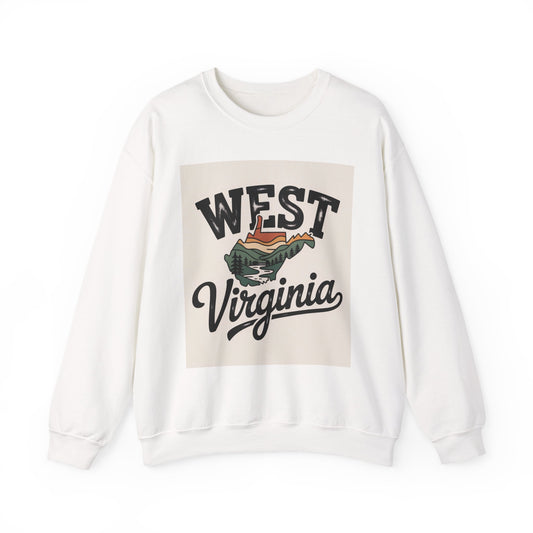 West Virginia Crewneck Sweatshirt — Retro Mountain State Graphic