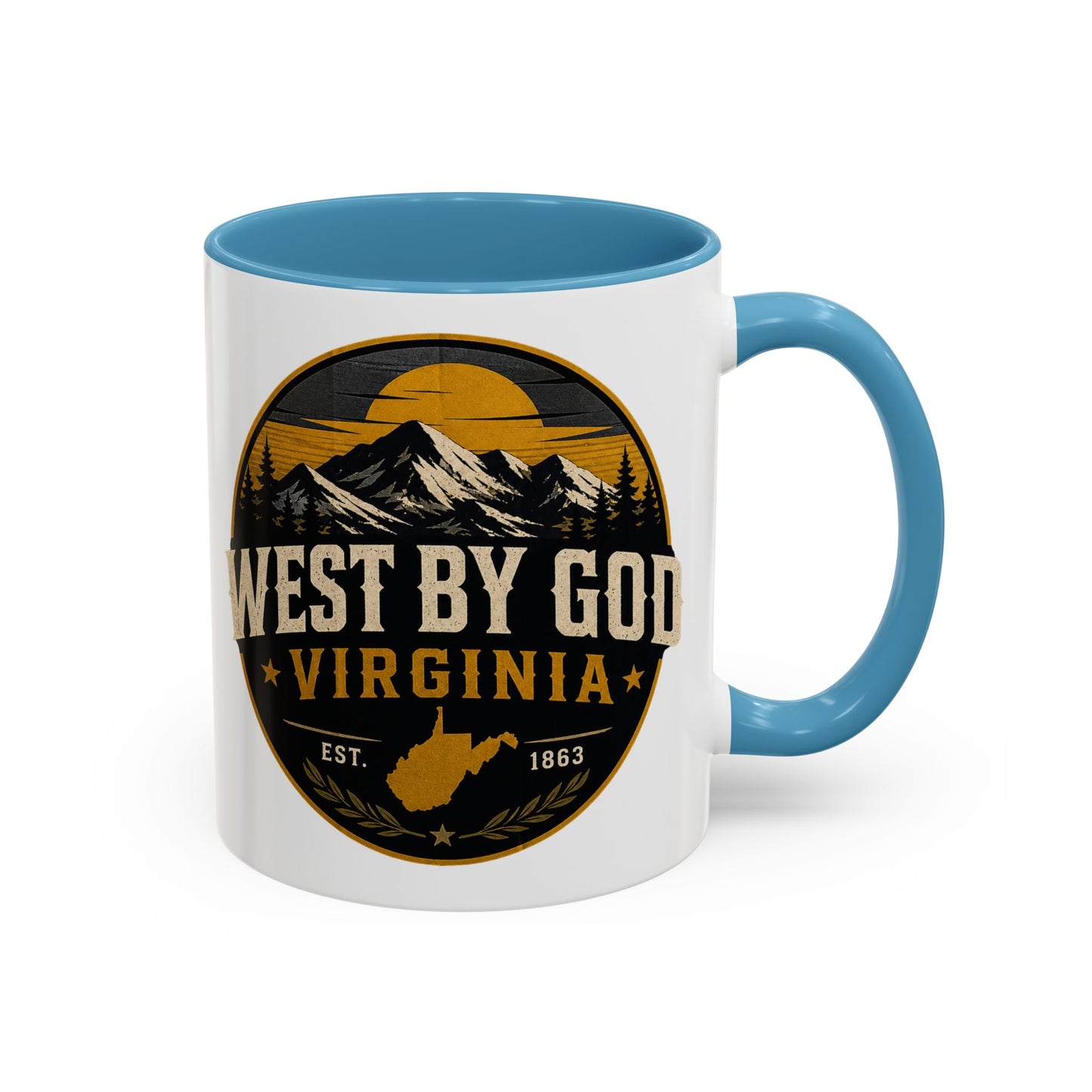 West By God Virginia Accent Coffee Mug — Vintage Mountain Cabin Design (11/15oz)