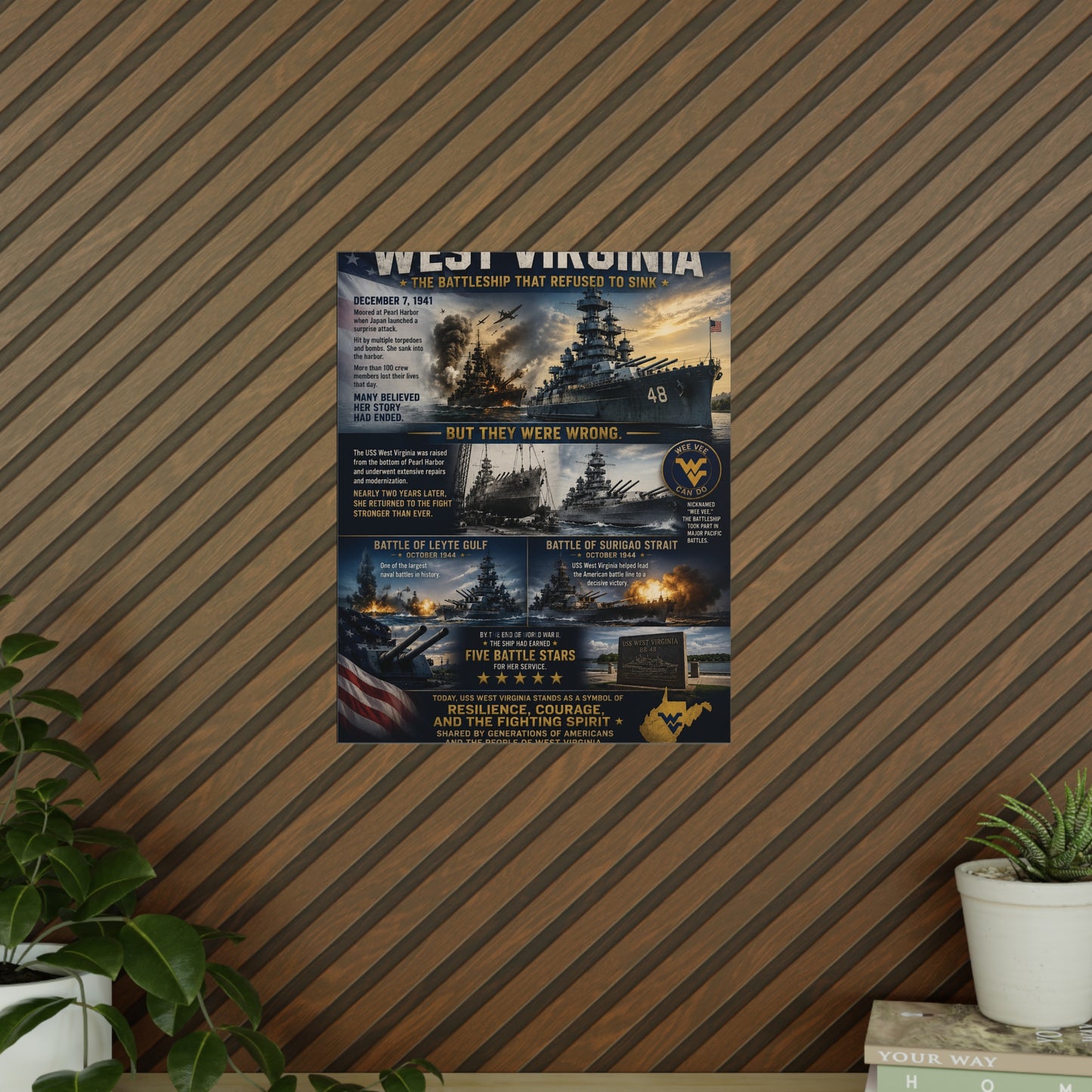USS West Virginia Battleship Photopaper Poster - WWII Naval History Print