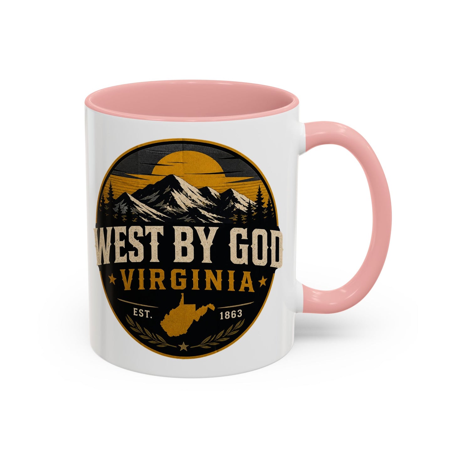 West By God Virginia Accent Coffee Mug — Vintage Mountain Cabin Design (11/15oz)