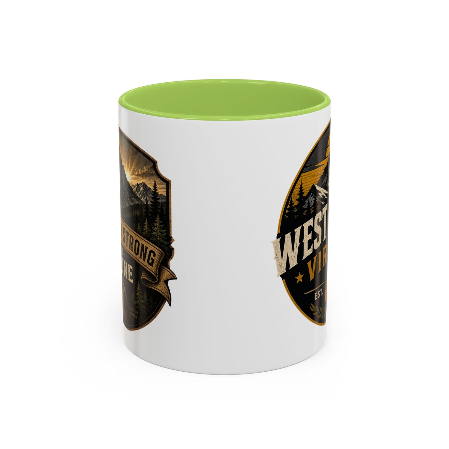West By God Virginia Accent Coffee Mug — Vintage Mountain Cabin Design (11/15oz)