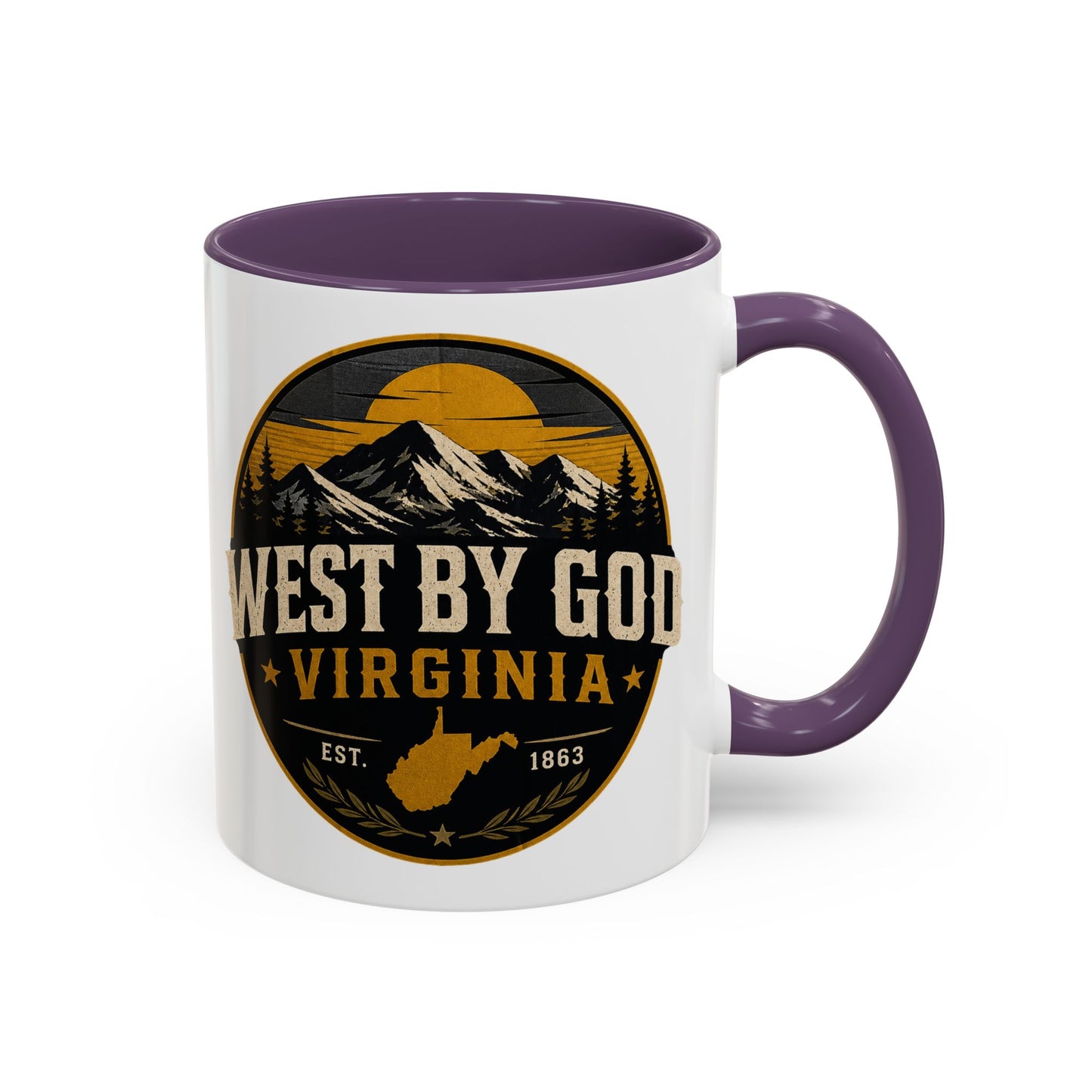 West By God Virginia Accent Coffee Mug — Vintage Mountain Cabin Design (11/15oz)