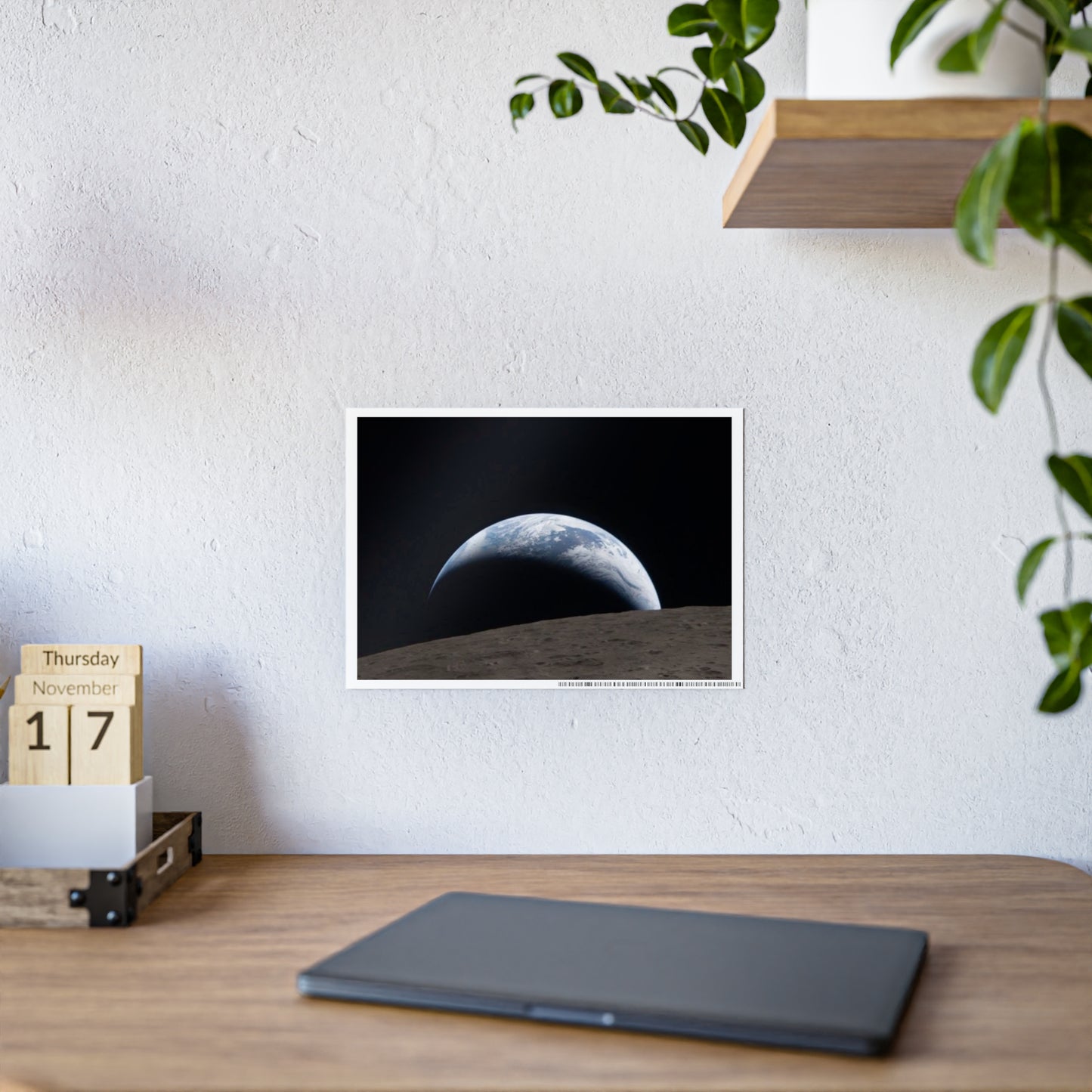Earthrise Space Poster — Glossy Astronaut Photography Wall Art