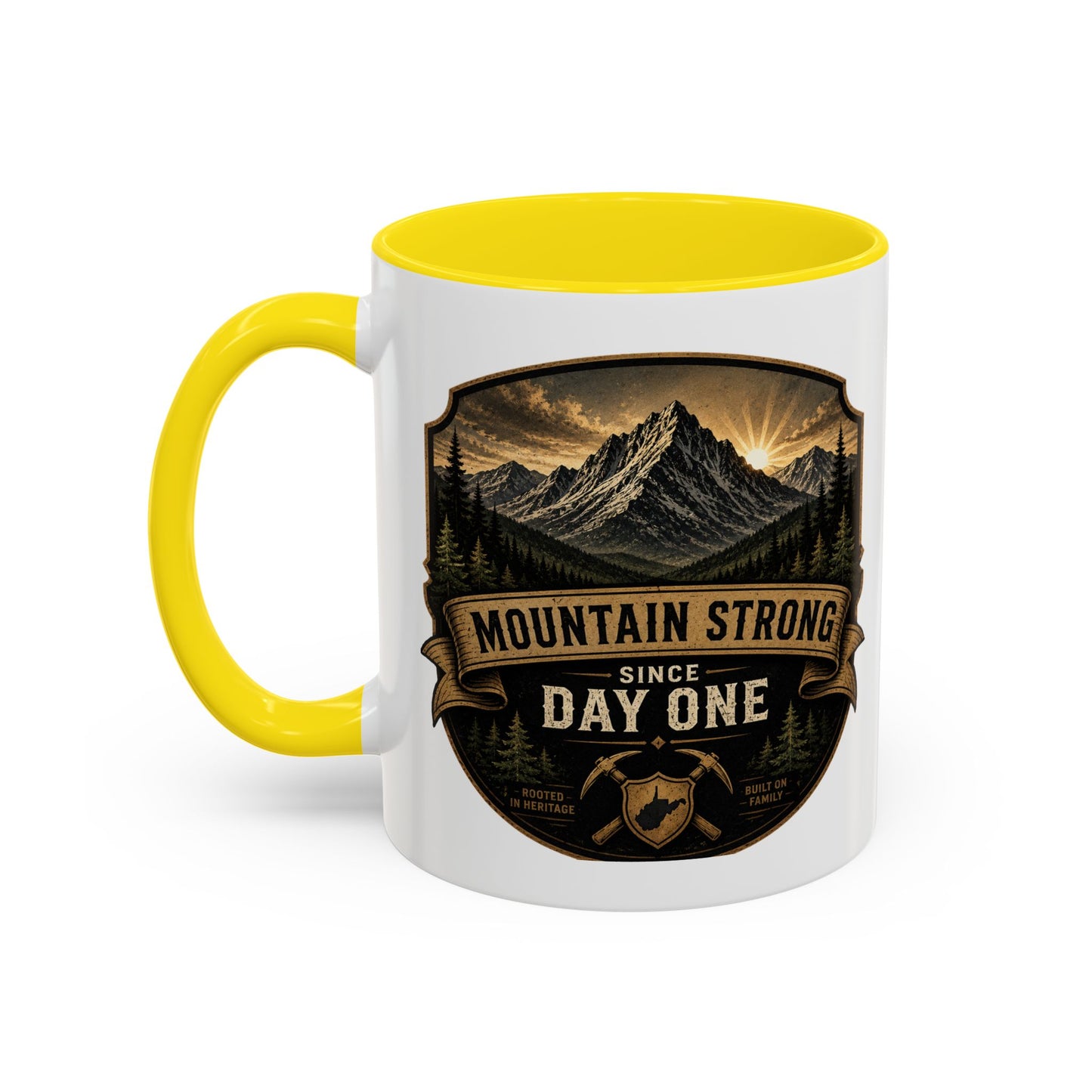 West By God Virginia Accent Coffee Mug — Vintage Mountain Cabin Design (11/15oz)