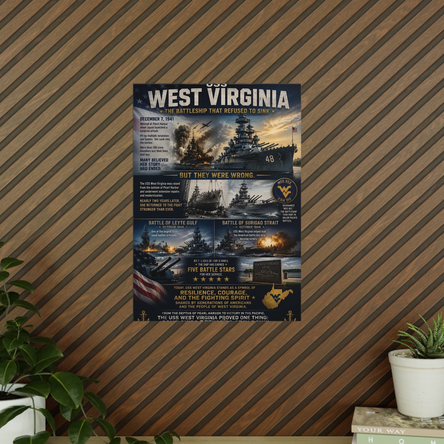 USS West Virginia Battleship Photopaper Poster - WWII Naval History Print