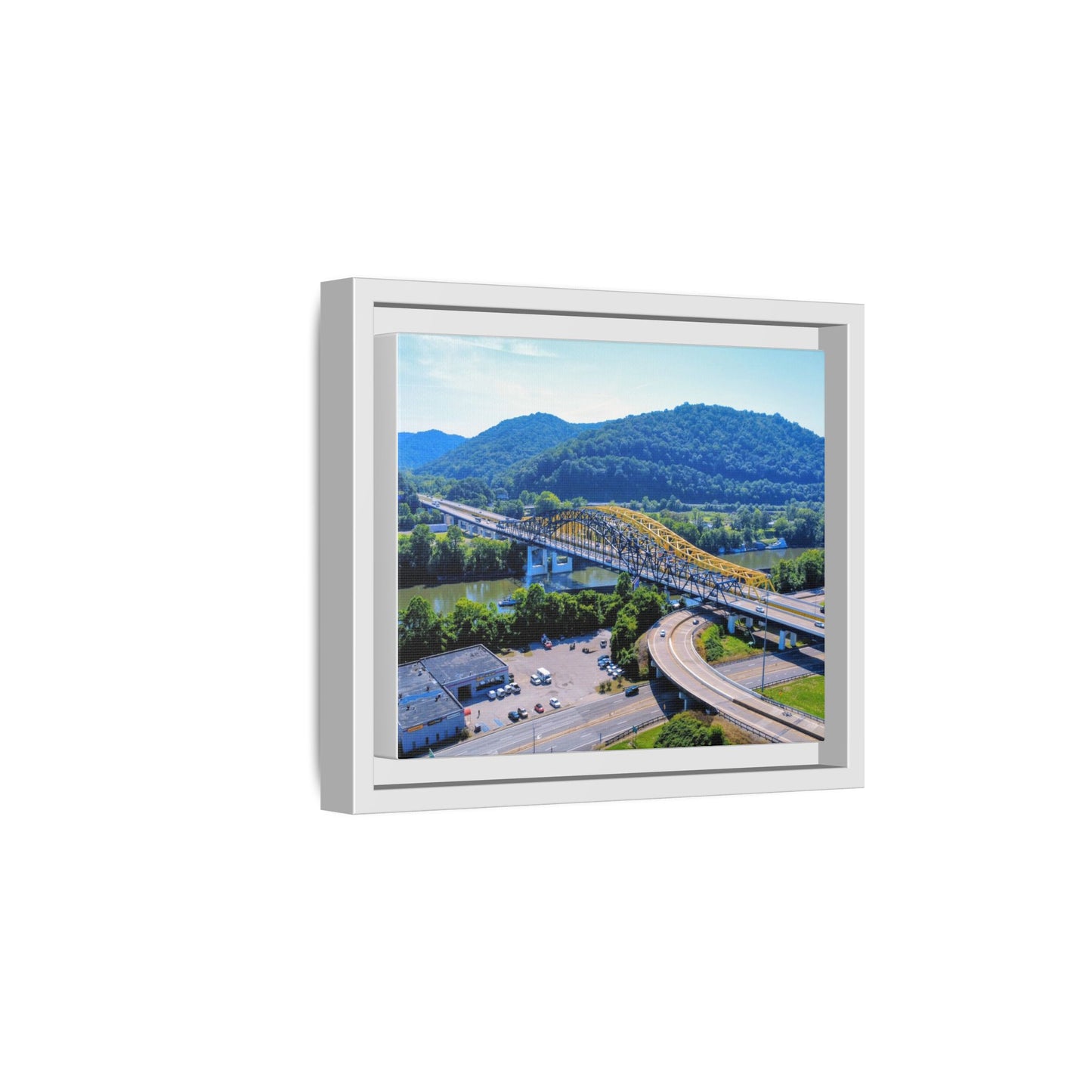Chuck Yeager Memorial Bridge Matte Canvas, Framed (Multi-color)