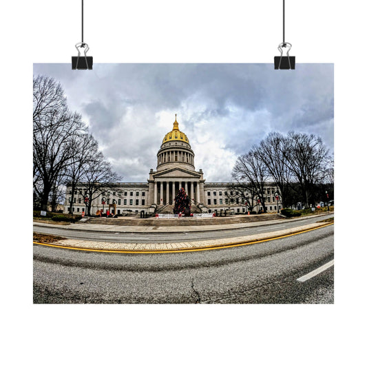 Capitol Building Matte Poster — Dramatic Stormy Sky Horizontal Wall Art