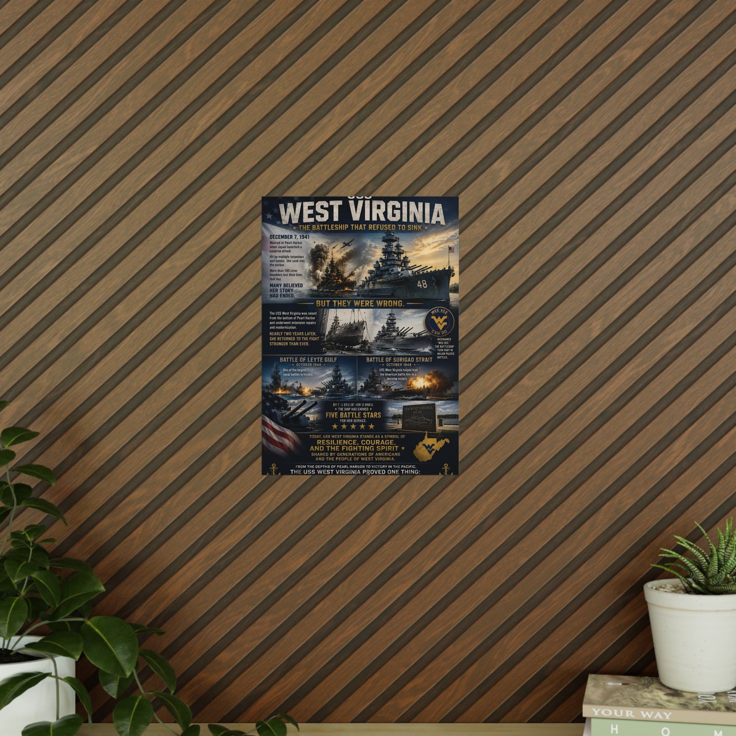 USS West Virginia Battleship Photopaper Poster - WWII Naval History Print