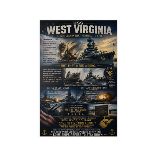 USS West Virginia Battleship Photopaper Poster - WWII Naval History Print