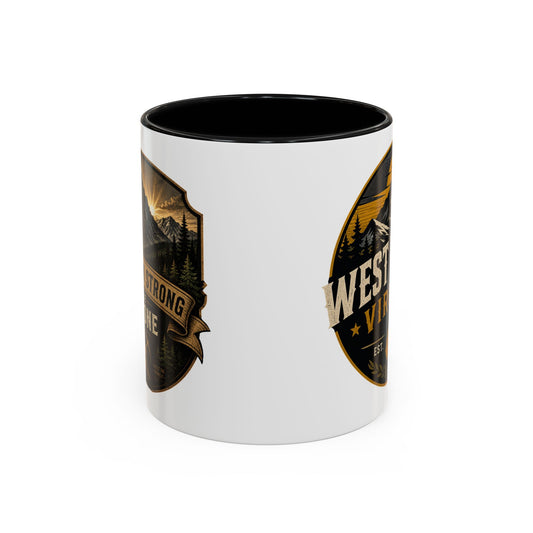 West By God Virginia Accent Coffee Mug — Vintage Mountain Cabin Design (11/15oz)