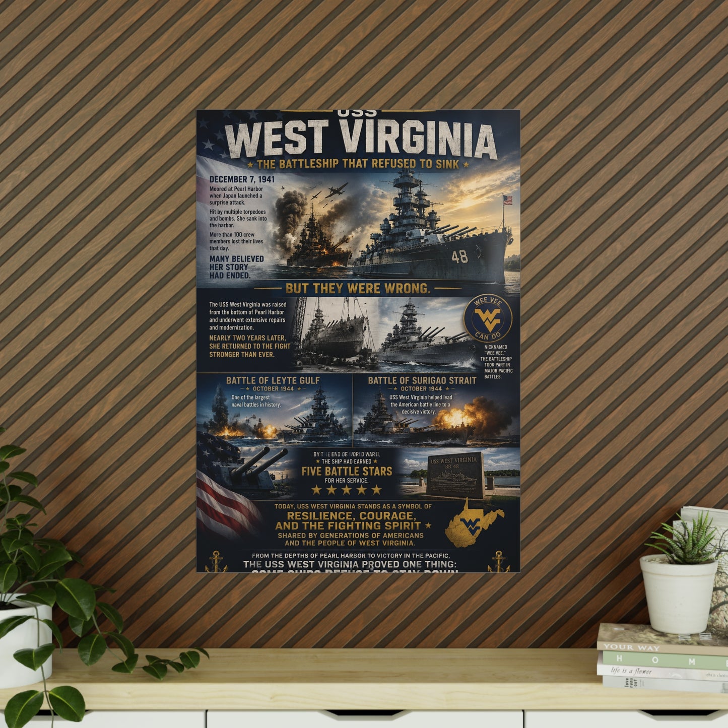 USS West Virginia Battleship Photopaper Poster - WWII Naval History Print