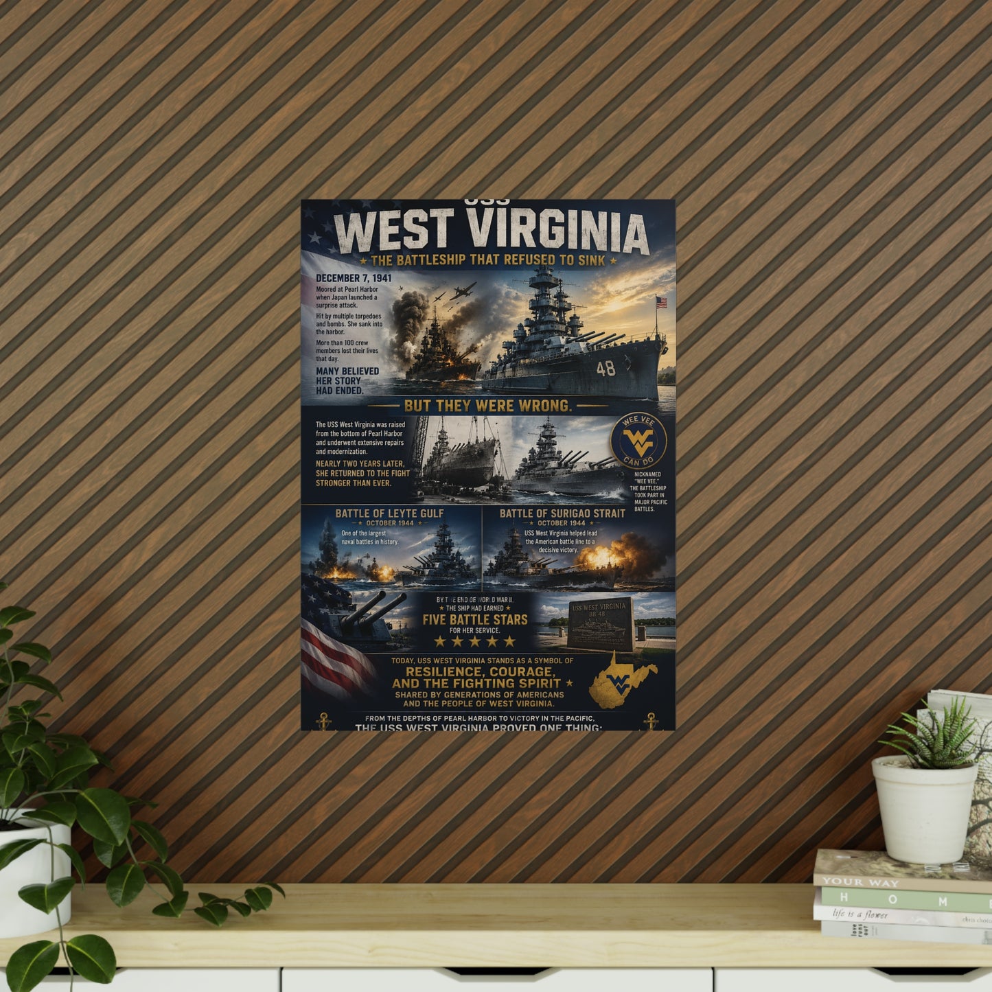 USS West Virginia Battleship Photopaper Poster - WWII Naval History Print